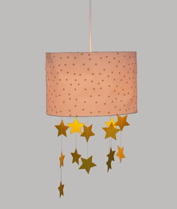 Rosa loftslampe til børneværelset, stjerner