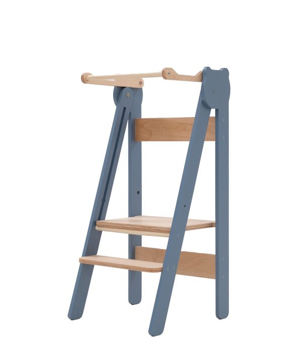 Hjælpe til puf foldbar, dusty blue