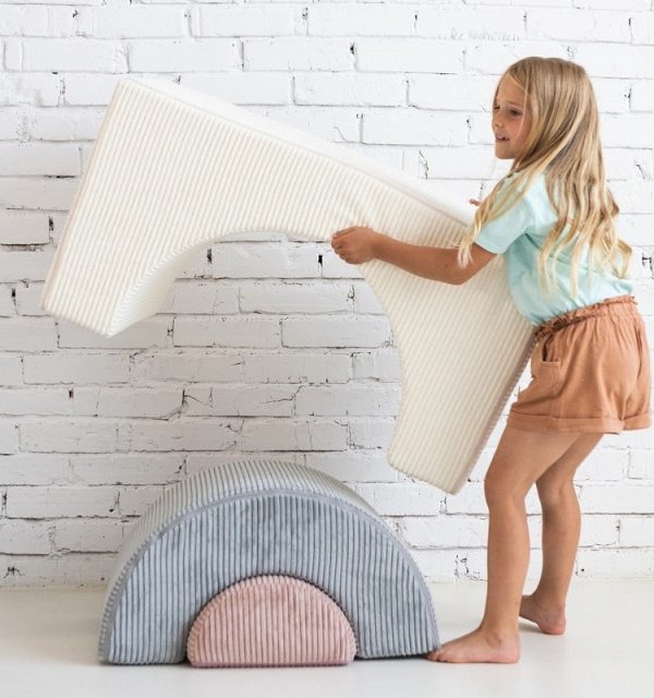 Babylove, Byggbare klodser i stof Rainbow, beige
