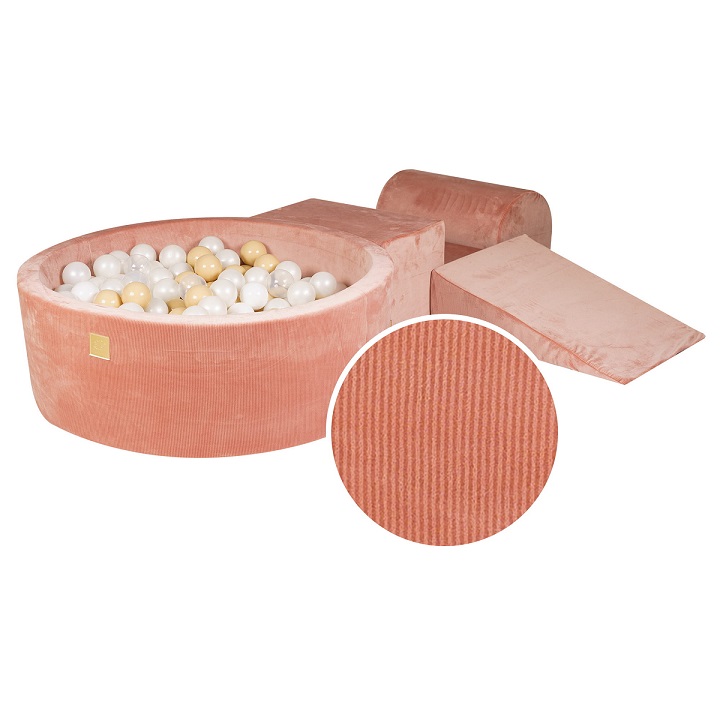 Meow, Abrikos byggebar corduroy legeplads med boldbassin, 200 bolde