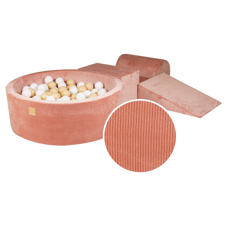 Meow, Abrikos byggebar corduroy legeplads med boldbassin, 200 bolde - Billede 2