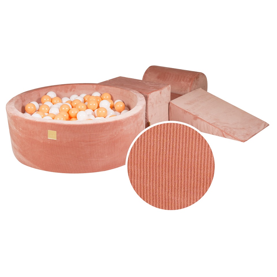 Meow, Abrikos byggebar corduroy legeplads med boldbassin, 200 bolde - Billede 5