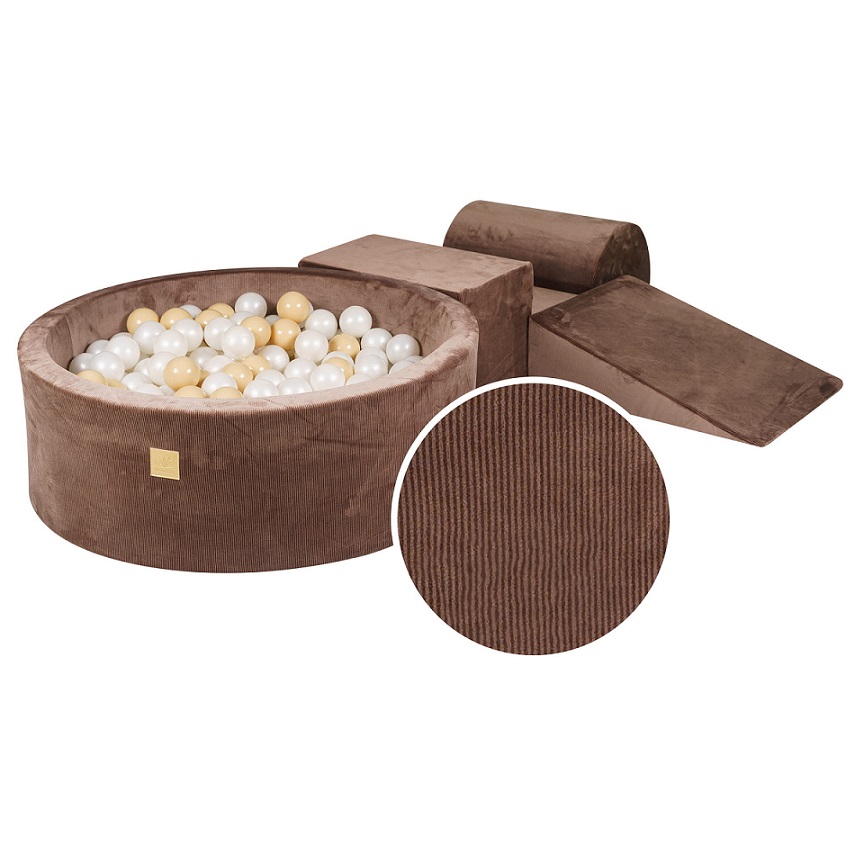 Meow, Brun bygbar corduroy legeplads med boldbassin, 200 bolde - Billede 2