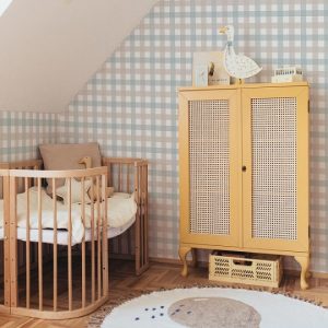 Dekornik, tapet Retro Check Beige Blue Small
