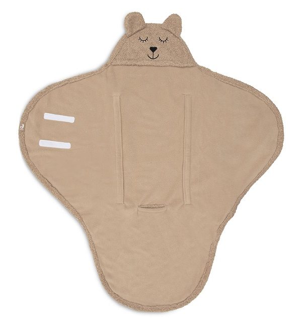 Jollein, crossover babywrap kørepose Bear boucle, biscuit