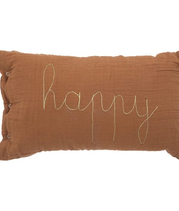 Brun rektangulær pude, Happy