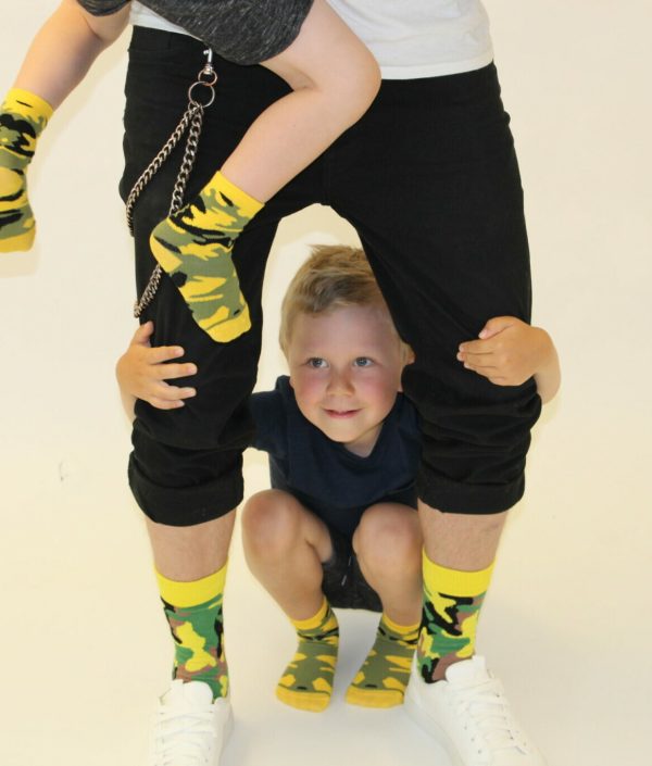 Yellow Camo Kids Sock - strømper til børn