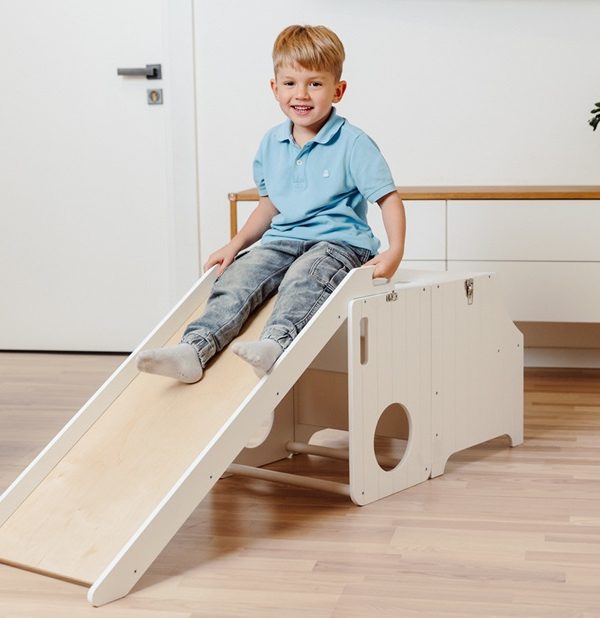 Duck Woodworks, Byggbar køkkenpall med rutsjebane, hvid