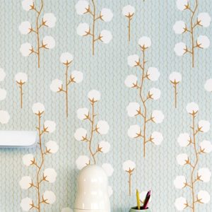 Majvillan, tapet til børneværelset Sweet cotton, turkis