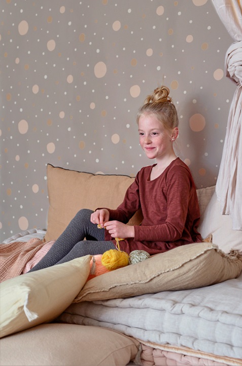 Majvillan, tapet til børneværelset Confetti, grå - Billede 2