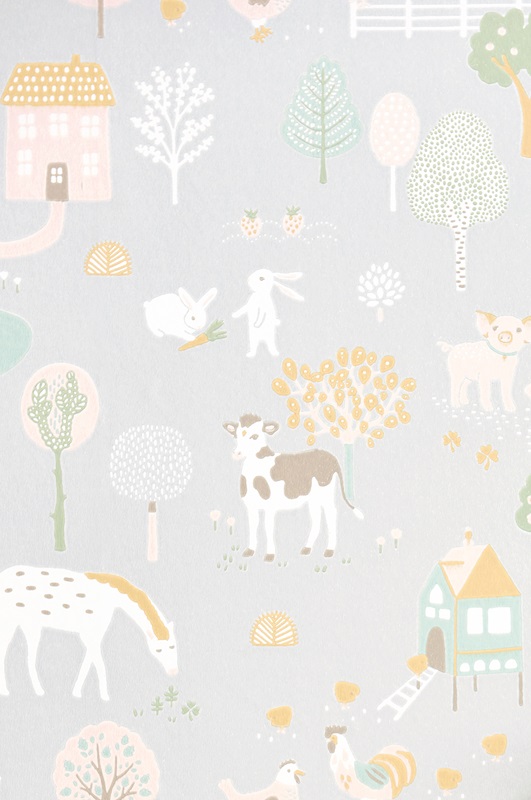 Majvillan, tapet til børneværelset My farm, soft grey - Billede 5