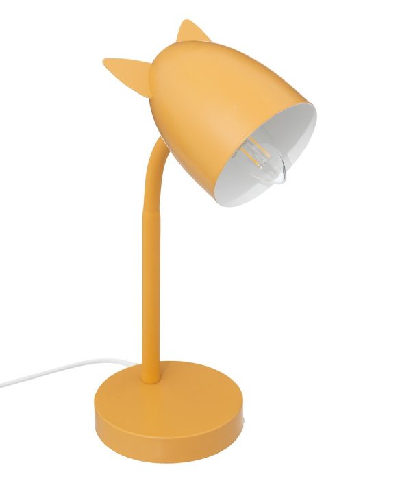 Bordlampe med ører til børneværelset, gul okker