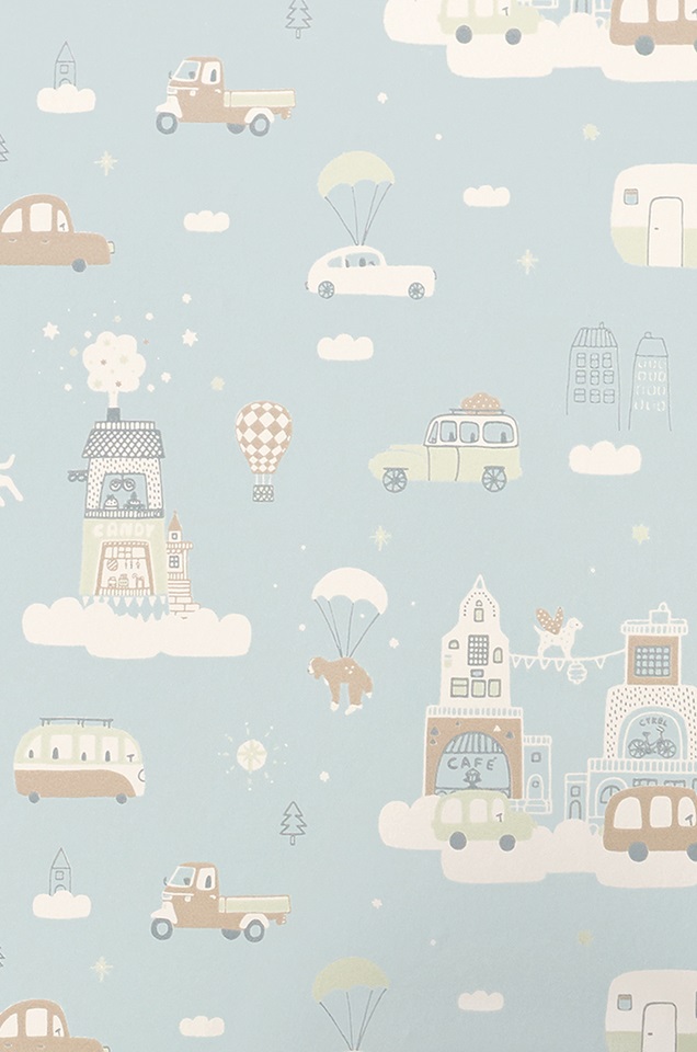 Majvillan, tapet til børneværelset Above the clouds, soft blue - Billede 5