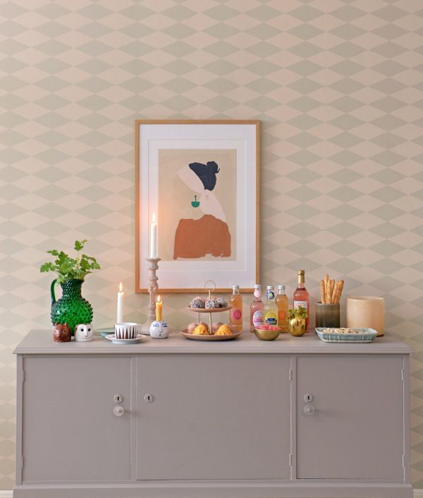 Majvillan, tapet til børneværelset Copenhagen, beige green