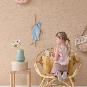 Majvillan, tapet til børneværelset Animal dots, dusty peach