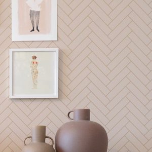 Majvillan, tapet til børneværelset Herringbone, sandy beige