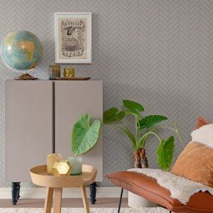 Majvillan, tapet til børneværelset Herringbone, greige blue