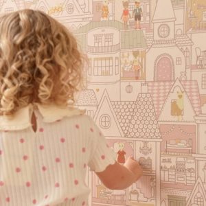 Majvillan, tapet til børneværelset Dollhouse, sunny pink