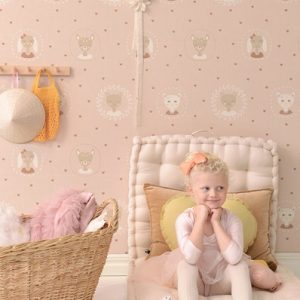 Majvillan, tapet til børneværelset Hearts, dusty warm pink