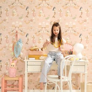 Majvillan, tapet til børneværelset Mermaid reef, sweet pink