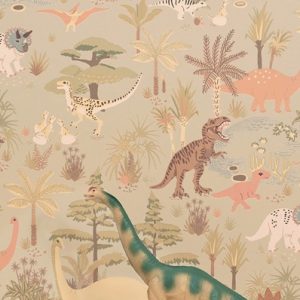 Majvillan, tapet til børneværelset Dinosaur vibes, soft green