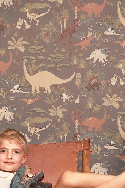 Majvillan, tapet til børneværelset Dinosaur vibes, evening grey - Billede 6