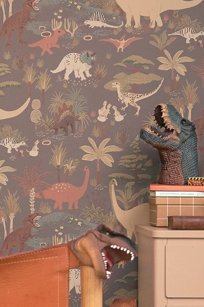 Majvillan, tapet til børneværelset Dinosaur vibes, evening grey - Billede 8