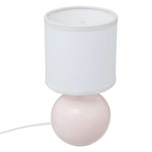 Bordlampe i keramik til børneværelset, hvid/lyserød