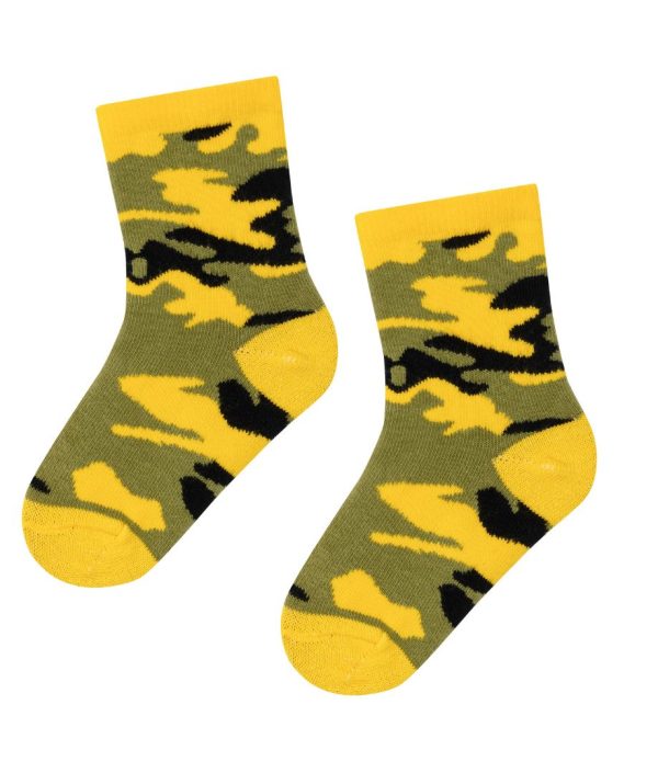 Yellow Camo Kids Sock - strømper til børn
