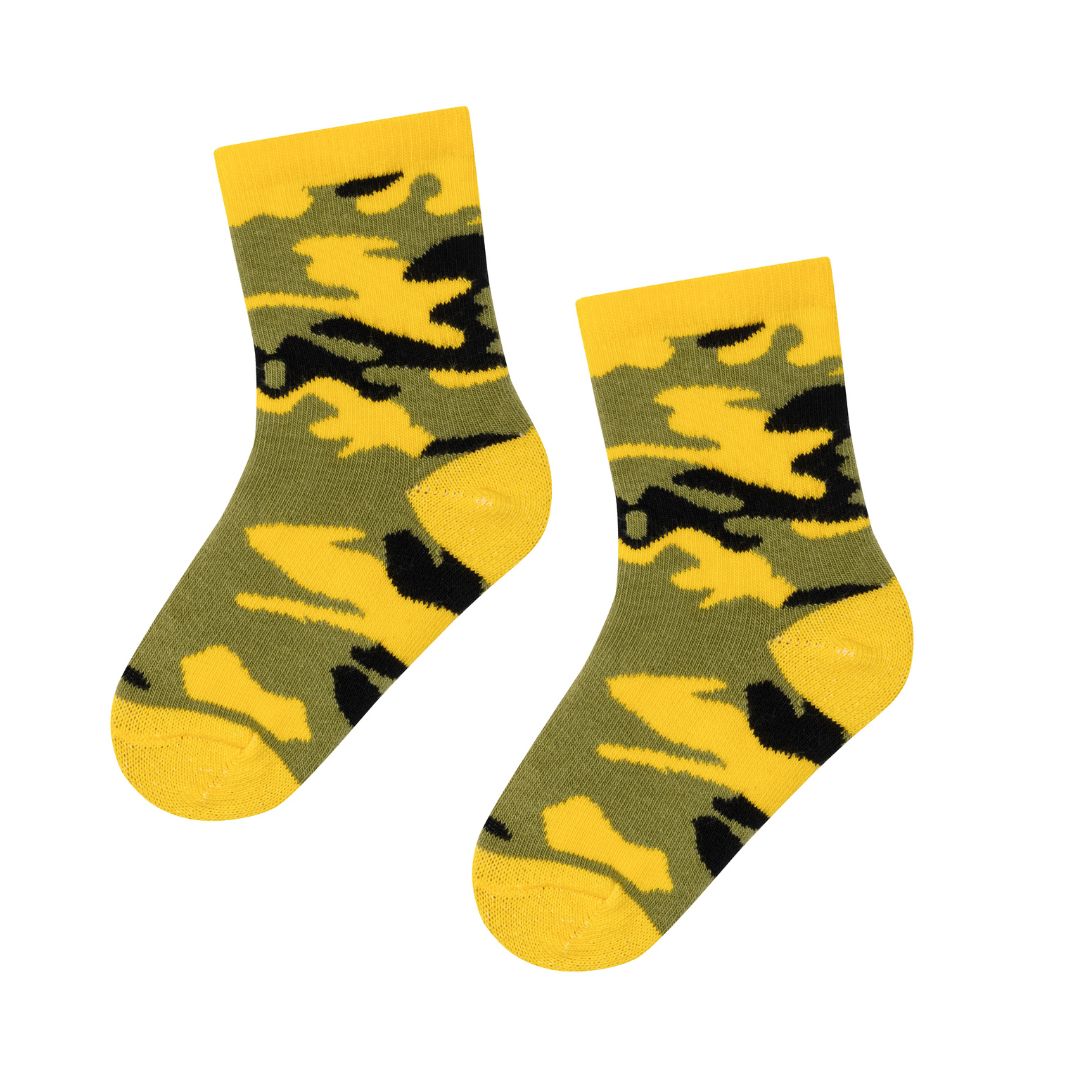 Yellow Camo Kids Sock - strømper til børn