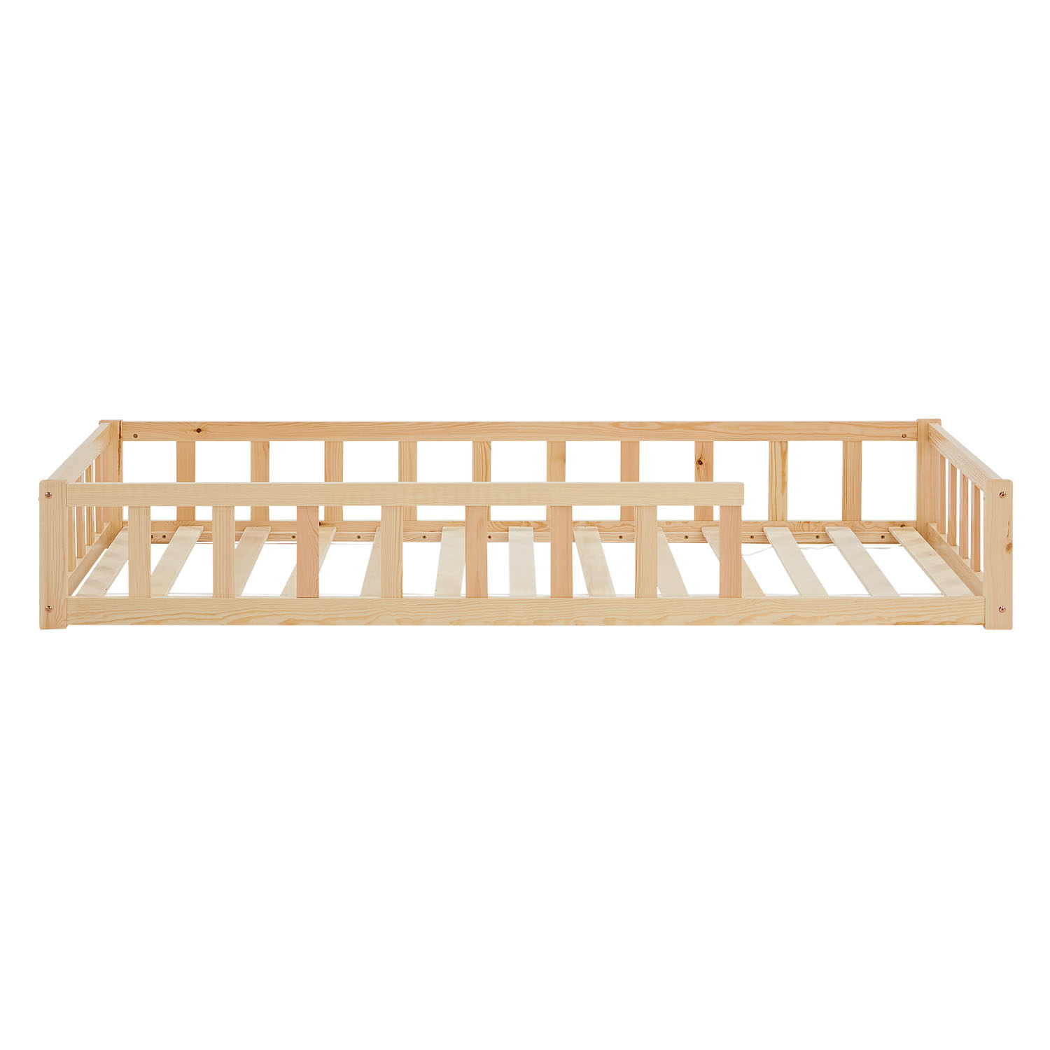 Montessori natur barneseng med beskyttelseskanter, 90x200 cm - Billede 3
