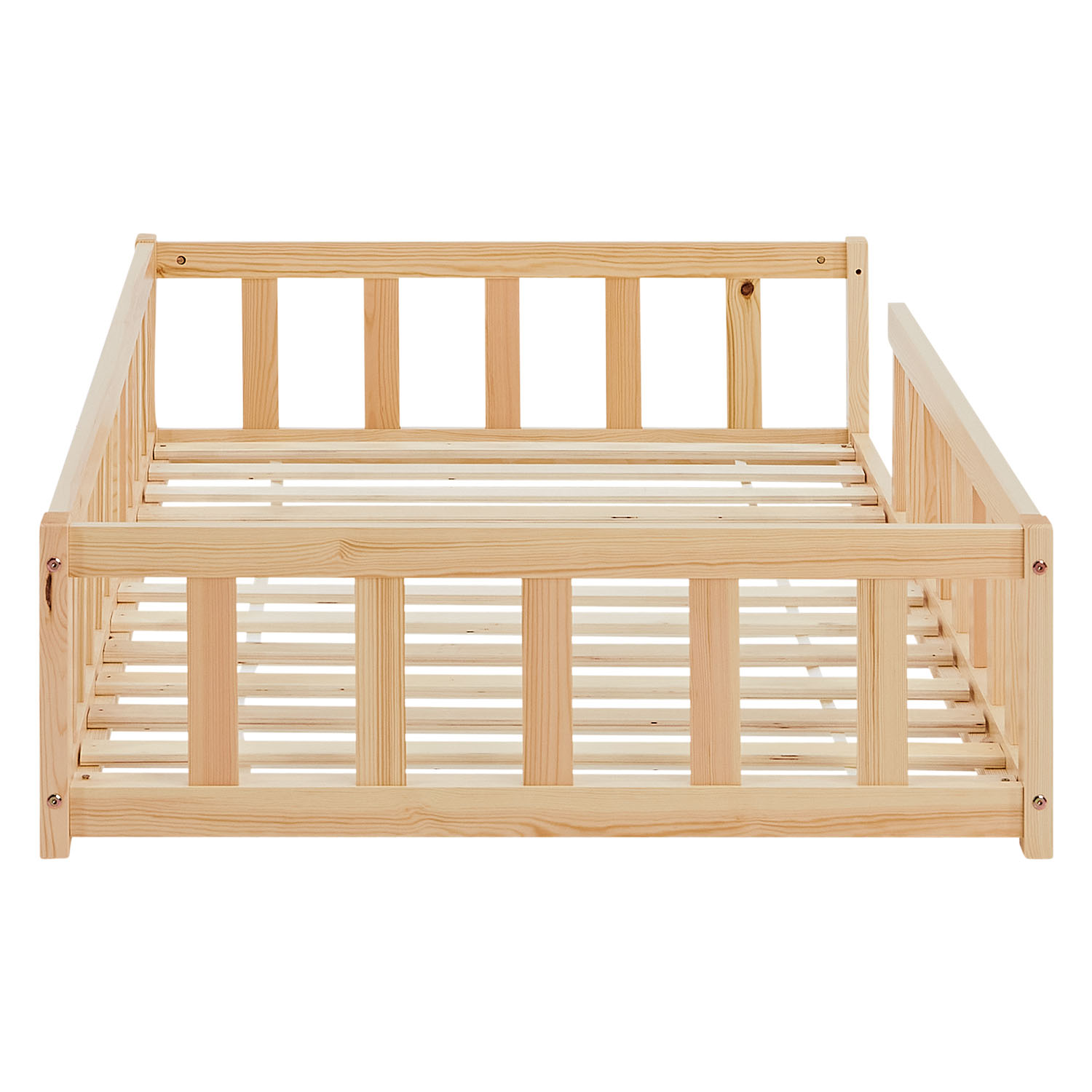 Montessori natur barneseng med beskyttelseskanter, 90x200 cm - Billede 2