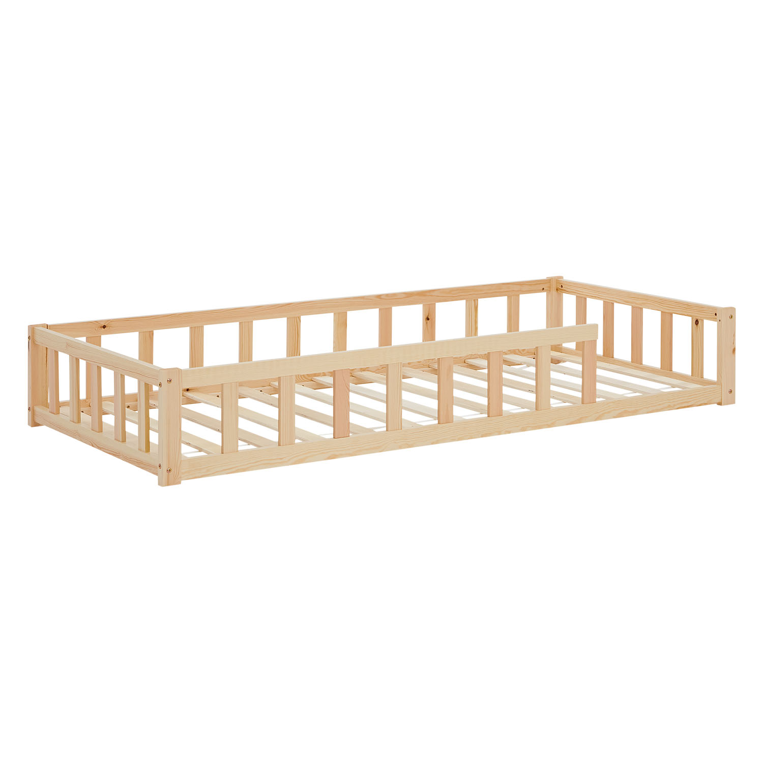Montessori natur barneseng med beskyttelseskanter, 90x200 cm - Billede 4