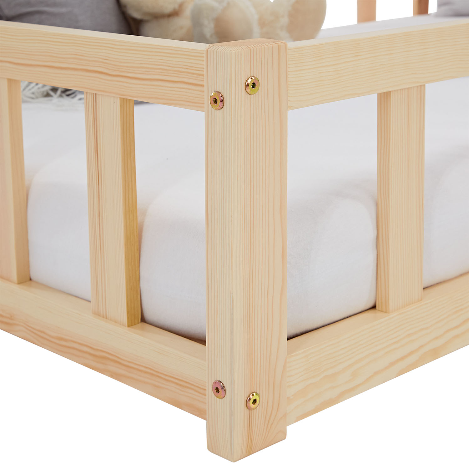 Montessori natur barneseng med beskyttelseskanter, 90x200 cm - Billede 7