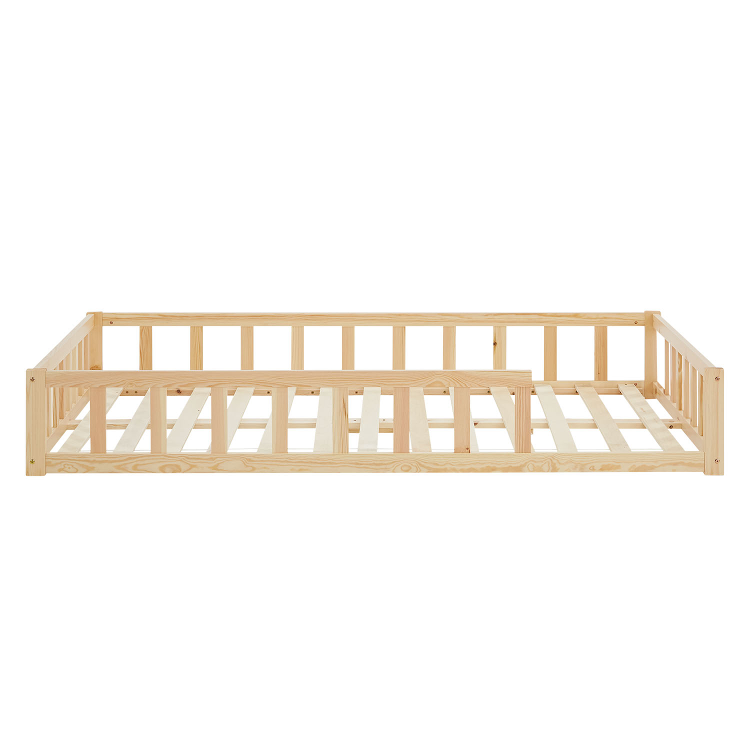 Montessori natur barneseng med beskyttelseskanter, 120x200 cm - Billede 3