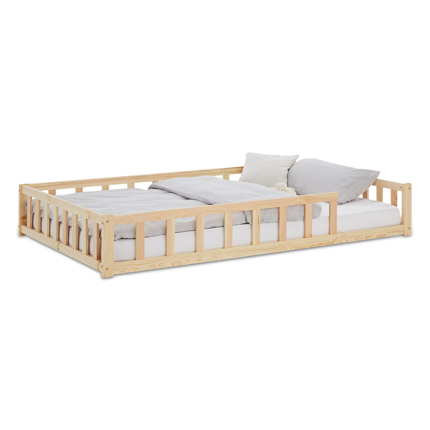 Montessori natur barneseng med beskyttelseskanter, 120x200 cm - Billede 10