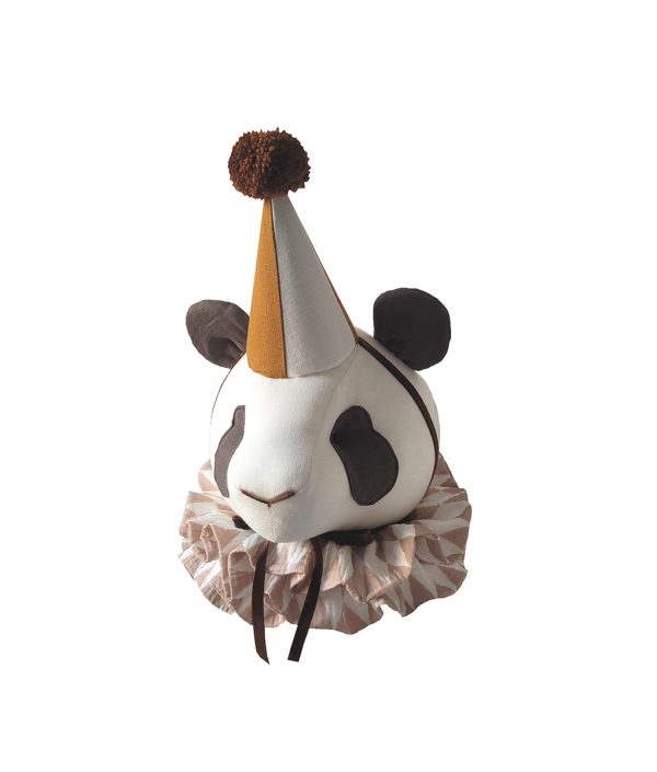 Vægdekoration panda cream, dyrehoved i lærred