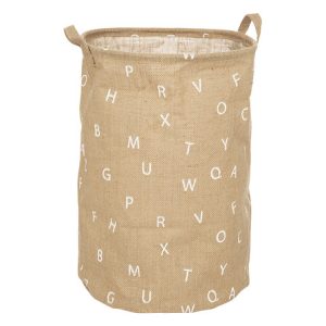 Jutekurv med alfabet, Ø35 cm, beige
