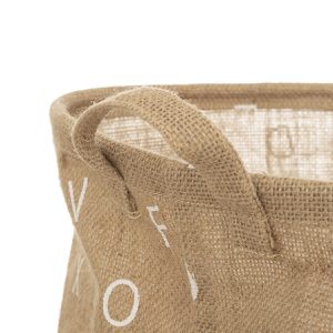 Jutekurv med alfabet, Ø35 cm, beige